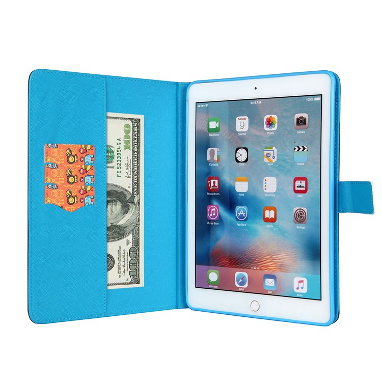 Pattern Printing Wallet Leather Stand Case for iPad 9.7-inch (2017) - Cats Engaging in Different Activities-6