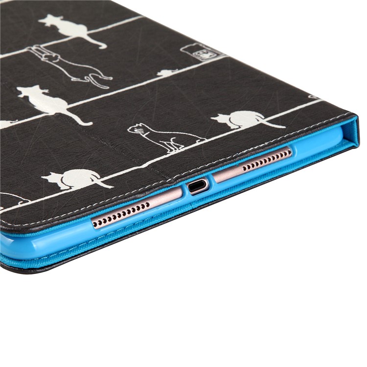 Pattern Printing Wallet Leather Stand Case for iPad 9.7-inch (2017) - Cats Engaging in Different Activities-7