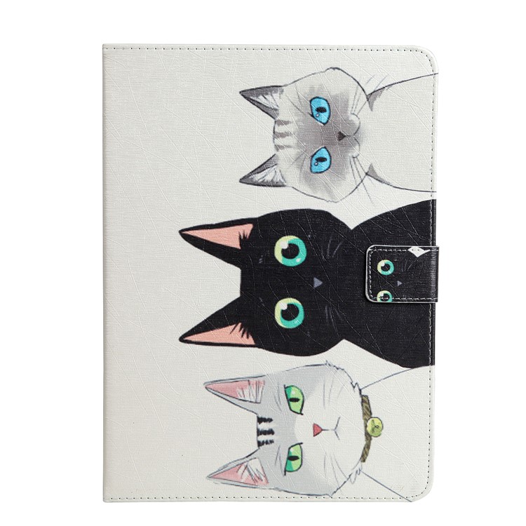For iPad 9.7 (2018) / 9.7 (2017) Printing Pattern Wallet Leather Stand Protective Shell - Three Cats-1
