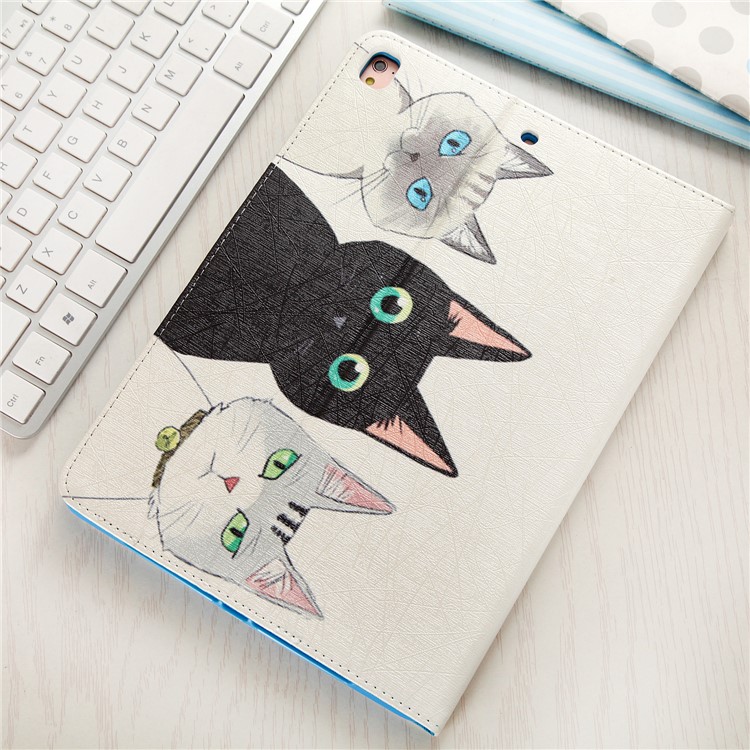 For iPad 9.7 (2018) / 9.7 (2017) Printing Pattern Wallet Leather Stand Protective Shell - Three Cats-10