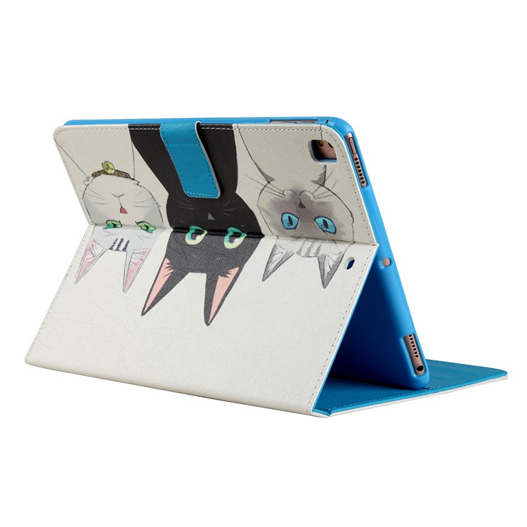 For iPad 9.7 (2018) / 9.7 (2017) Printing Pattern Wallet Leather Stand Protective Shell - Three Cats-3