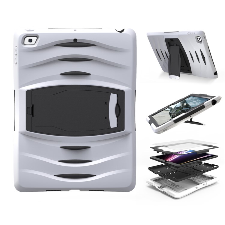 Rugged Impact Resistant Kickstand PC + Silicone Tablet Cover with Kickstand for iPad 9.7-inch (2017) - White-1