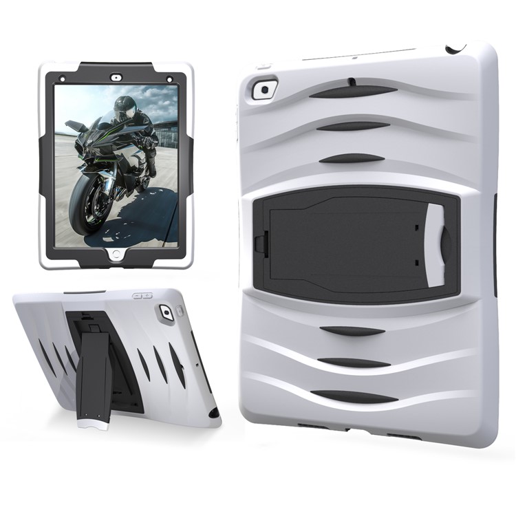 Rugged Impact Resistant Kickstand PC + Silicone Tablet Cover with Kickstand for iPad 9.7-inch (2017) - White-17