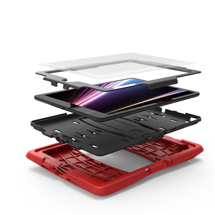 Rugged Impact Resistant Kickstand PC + Silicone Tablet Cover with Kickstand for iPad 9.7-inch (2017) - Red-11