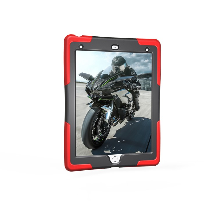 Rugged Impact Resistant Kickstand PC + Silicone Tablet Cover with Kickstand for iPad 9.7-inch (2017) - Red-13