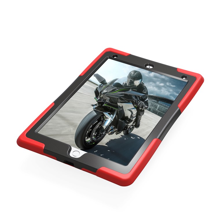 Rugged Impact Resistant Kickstand PC + Silicone Tablet Cover with Kickstand for iPad 9.7-inch (2017) - Red-14