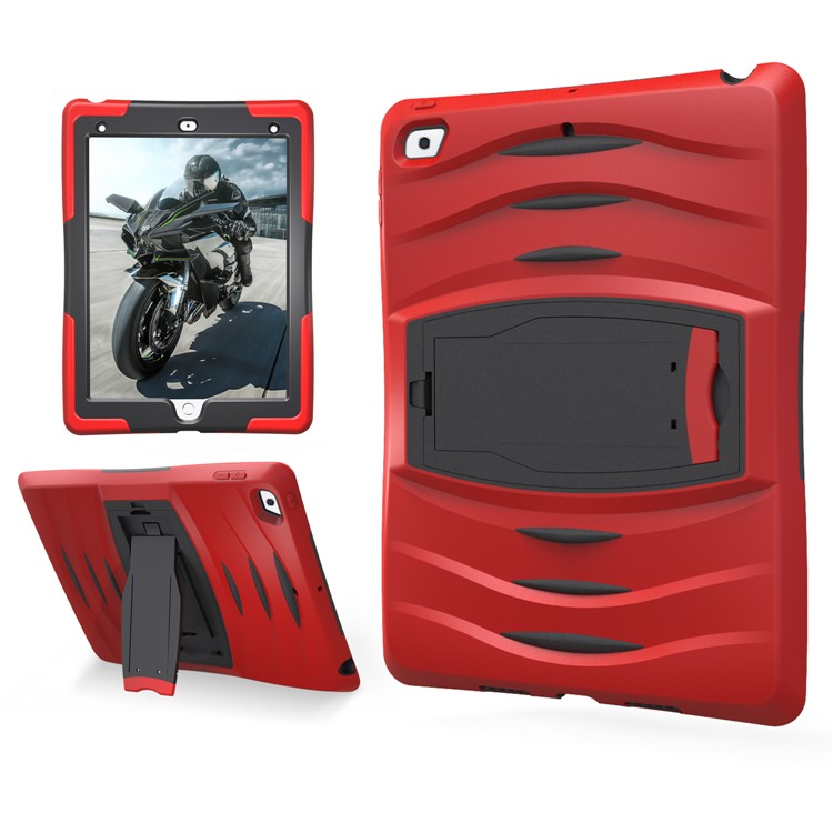 Rugged Impact Resistant Kickstand PC + Silicone Tablet Cover with Kickstand for iPad 9.7-inch (2017) - Red-17