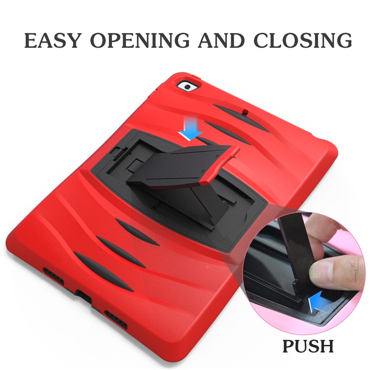Rugged Impact Resistant Kickstand PC + Silicone Tablet Cover with Kickstand for iPad 9.7-inch (2017) - Red-2