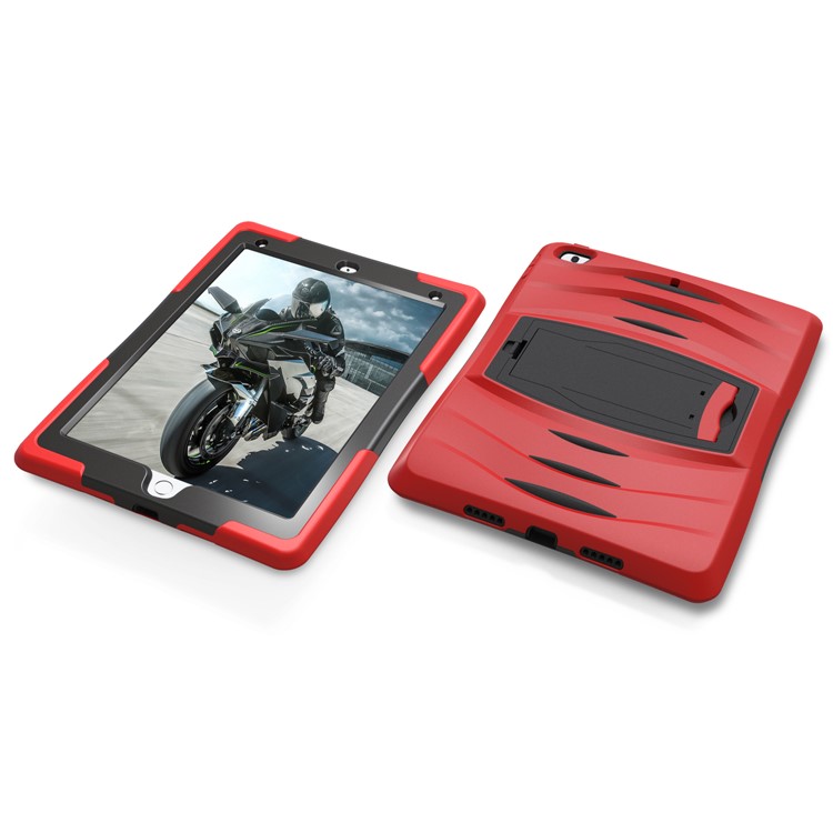 Rugged Impact Resistant Kickstand PC + Silicone Tablet Cover with Kickstand for iPad 9.7-inch (2017) - Red-5