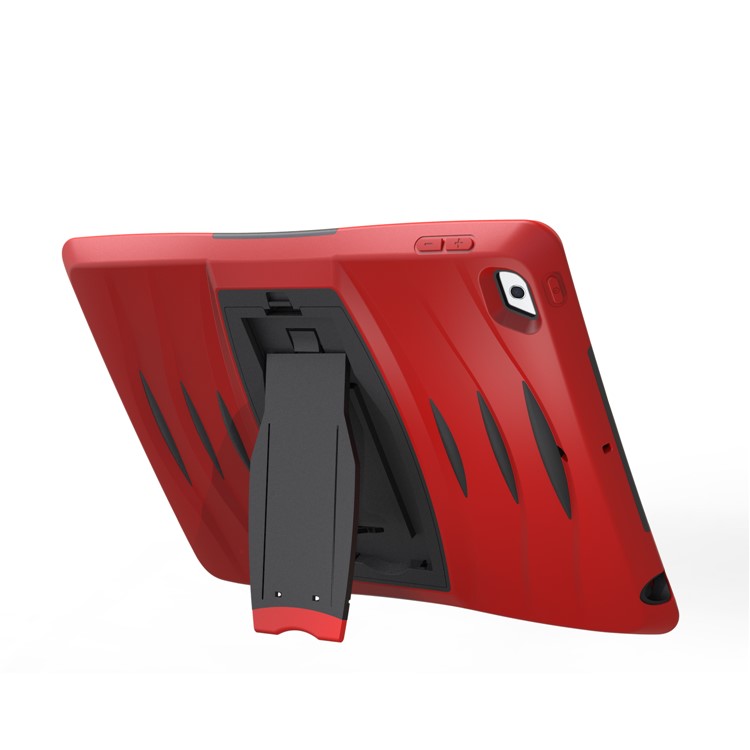 Rugged Impact Resistant Kickstand PC + Silicone Tablet Cover with Kickstand for iPad 9.7-inch (2017) - Red-9