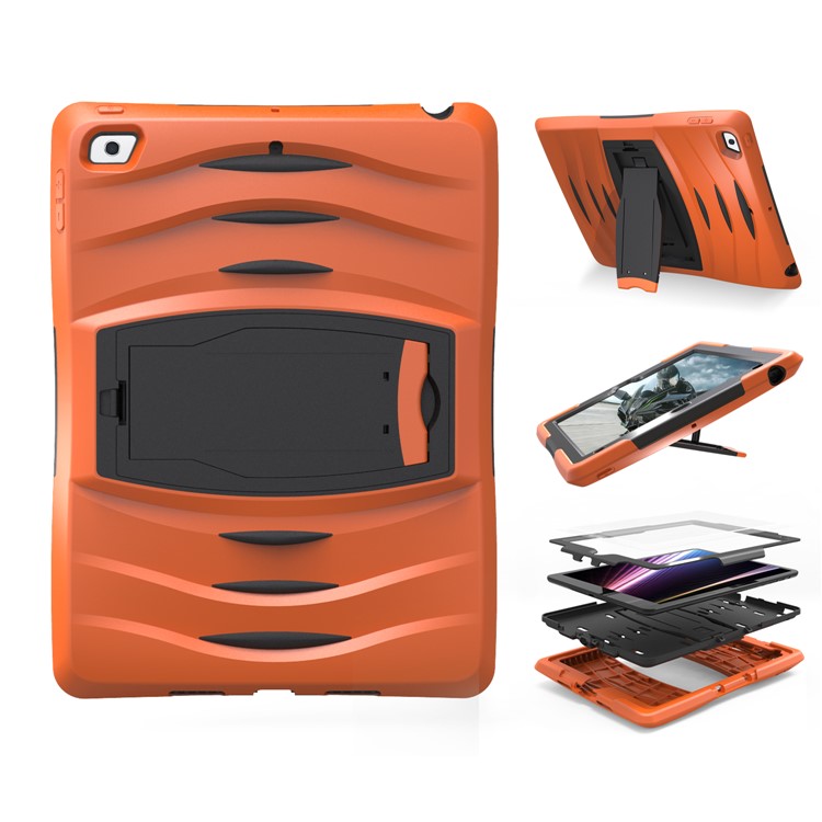 Rugged Impact Resistant Kickstand PC + Silicone Tablet Cover with Kickstand for iPad 9.7-inch (2017) - Orange-1