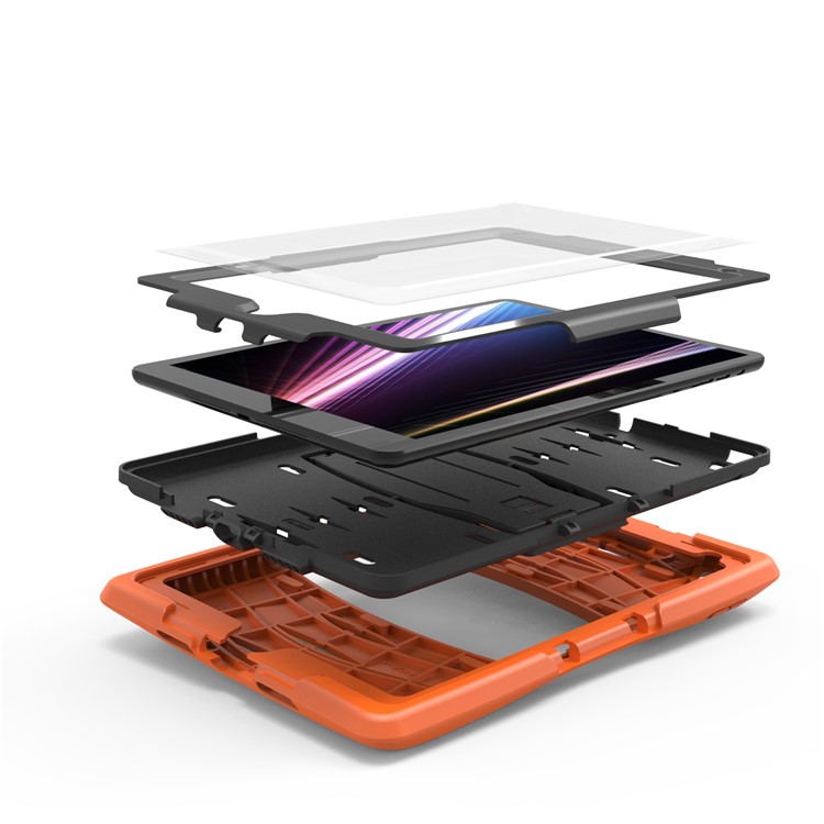 Rugged Impact Resistant Kickstand PC + Silicone Tablet Cover with Kickstand for iPad 9.7-inch (2017) - Orange-11