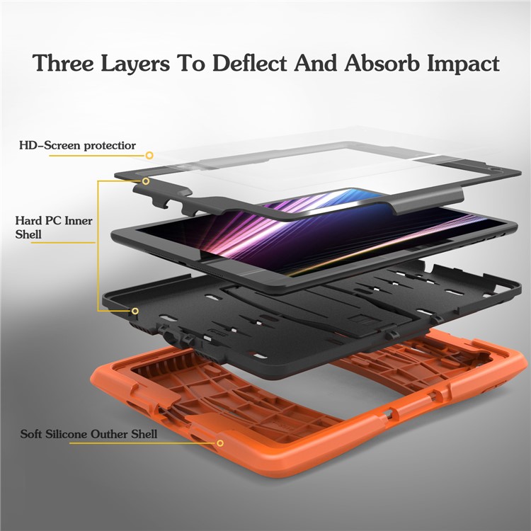 Rugged Impact Resistant Kickstand PC + Silicone Tablet Cover with Kickstand for iPad 9.7-inch (2017) - Orange-12