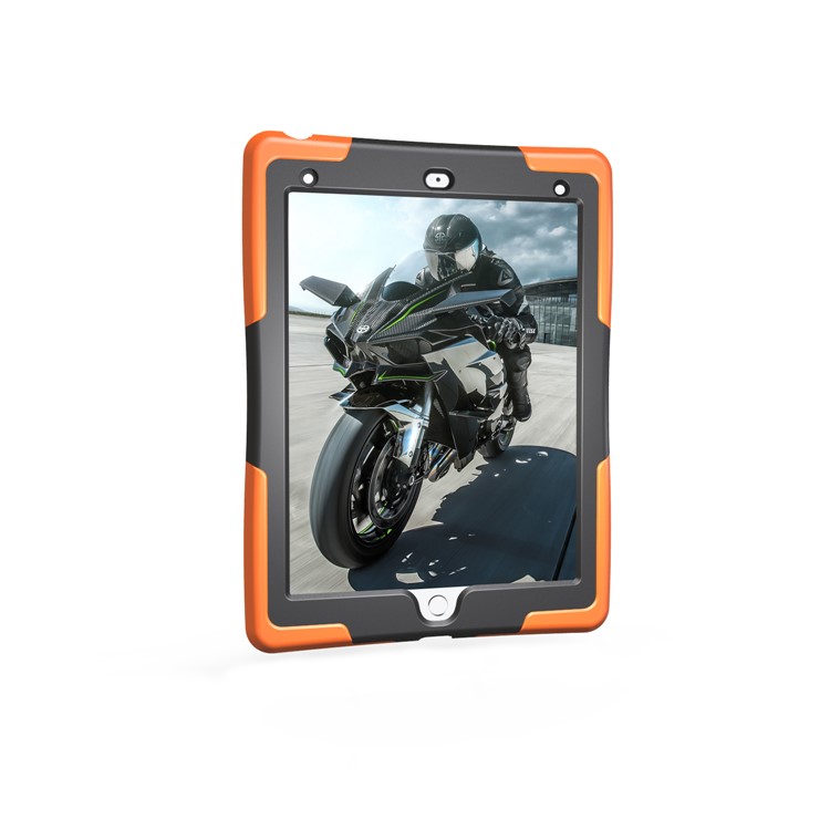 Rugged Impact Resistant Kickstand PC + Silicone Tablet Cover with Kickstand for iPad 9.7-inch (2017) - Orange-13