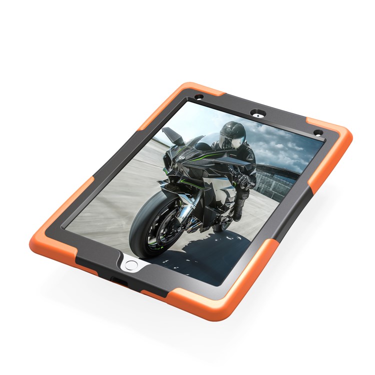 Rugged Impact Resistant Kickstand PC + Silicone Tablet Cover with Kickstand for iPad 9.7-inch (2017) - Orange-14