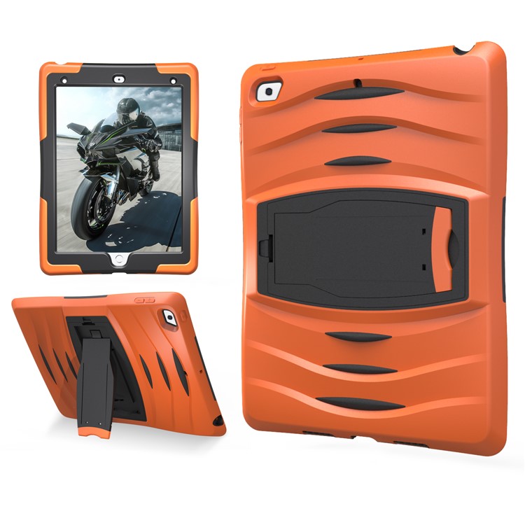 Rugged Impact Resistant Kickstand PC + Silicone Tablet Cover with Kickstand for iPad 9.7-inch (2017) - Orange-17