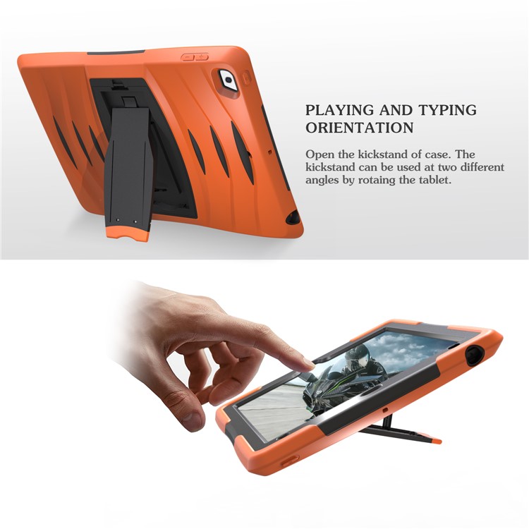 Rugged Impact Resistant Kickstand PC + Silicone Tablet Cover with Kickstand for iPad 9.7-inch (2017) - Orange-3