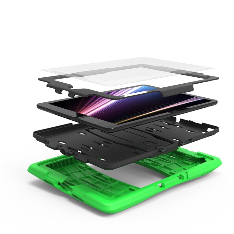 Rugged Impact Resistant Kickstand PC + Silicone Tablet Cover with Kickstand for iPad 9.7-inch (2017) - Light Green-11