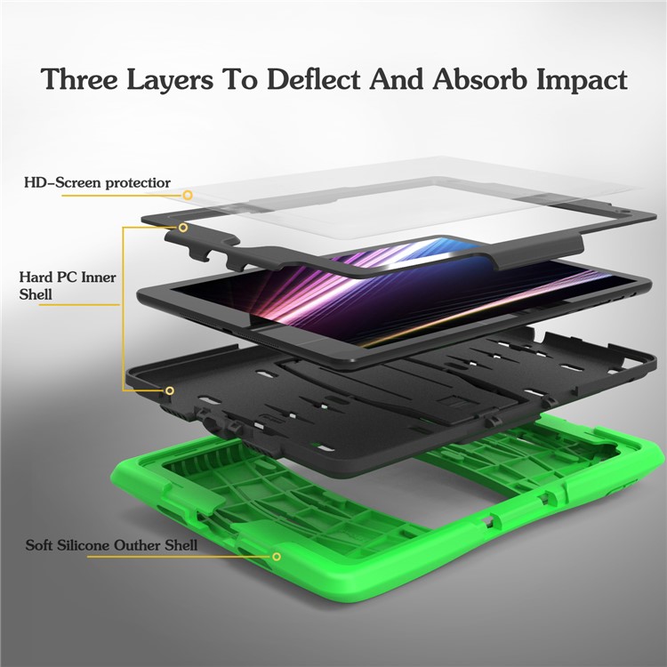 Rugged Impact Resistant Kickstand PC + Silicone Tablet Cover with Kickstand for iPad 9.7-inch (2017) - Light Green-12