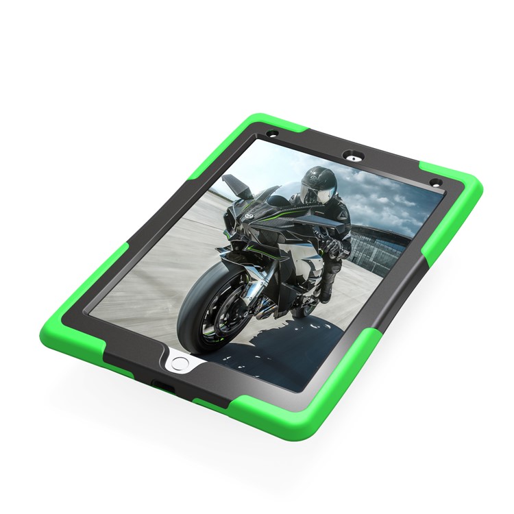 Rugged Impact Resistant Kickstand PC + Silicone Tablet Cover with Kickstand for iPad 9.7-inch (2017) - Light Green-14