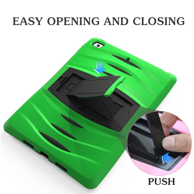 Rugged Impact Resistant Kickstand PC + Silicone Tablet Cover with Kickstand for iPad 9.7-inch (2017) - Light Green-2