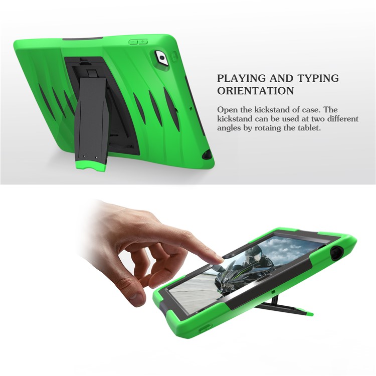 Rugged Impact Resistant Kickstand PC + Silicone Tablet Cover with Kickstand for iPad 9.7-inch (2017) - Light Green-3
