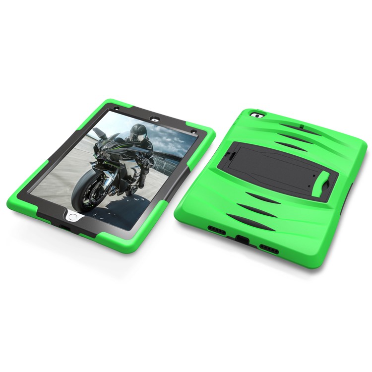 Rugged Impact Resistant Kickstand PC + Silicone Tablet Cover with Kickstand for iPad 9.7-inch (2017) - Light Green-5