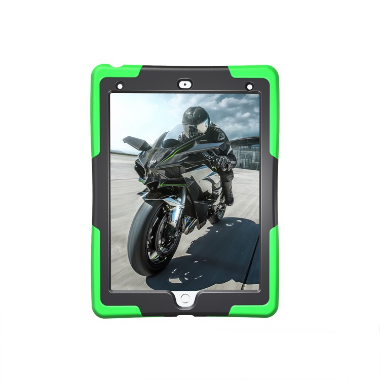 Rugged Impact Resistant Kickstand PC + Silicone Tablet Cover with Kickstand for iPad 9.7-inch (2017) - Light Green-7