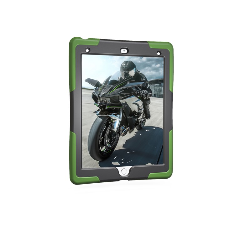 Rugged Impact Resistant Kickstand PC + Silicone Tablet Cover with Kickstand for iPad 9.7-inch (2017) - Dark Green-14