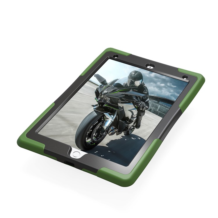 Rugged Impact Resistant Kickstand PC + Silicone Tablet Cover with Kickstand for iPad 9.7-inch (2017) - Dark Green-15