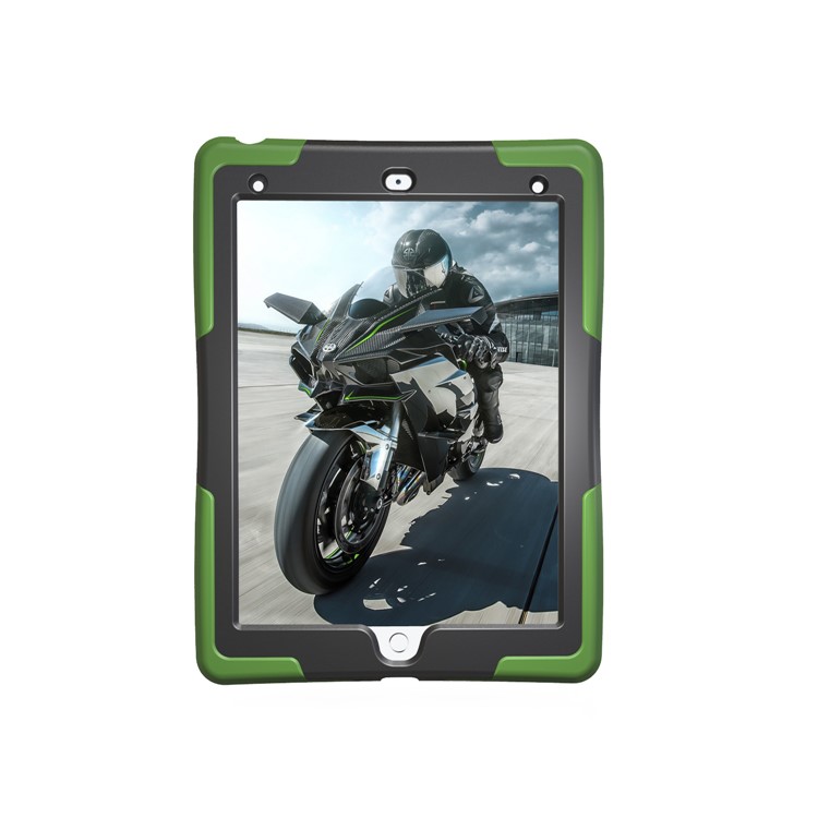Rugged Impact Resistant Kickstand PC + Silicone Tablet Cover with Kickstand for iPad 9.7-inch (2017) - Dark Green-5