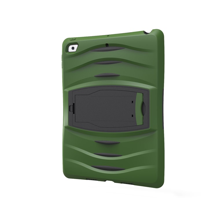 Rugged Impact Resistant Kickstand PC + Silicone Tablet Cover with Kickstand for iPad 9.7-inch (2017) - Dark Green-6