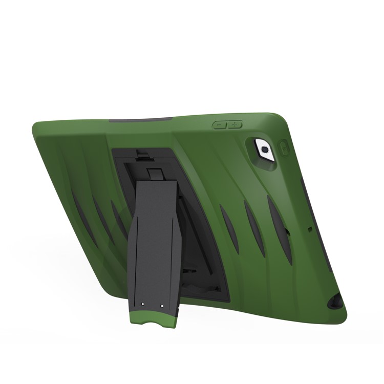 Rugged Impact Resistant Kickstand PC + Silicone Tablet Cover with Kickstand for iPad 9.7-inch (2017) - Dark Green-7