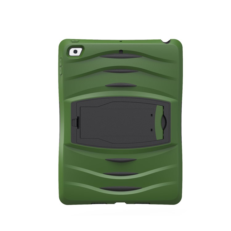 Rugged Impact Resistant Kickstand PC + Silicone Tablet Cover with Kickstand for iPad 9.7-inch (2017) - Dark Green-8