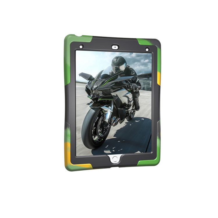 Rugged Impact Resistant Kickstand PC + Silicone Tablet Cover with Kickstand for iPad 9.7-inch (2017) - Army Green-13