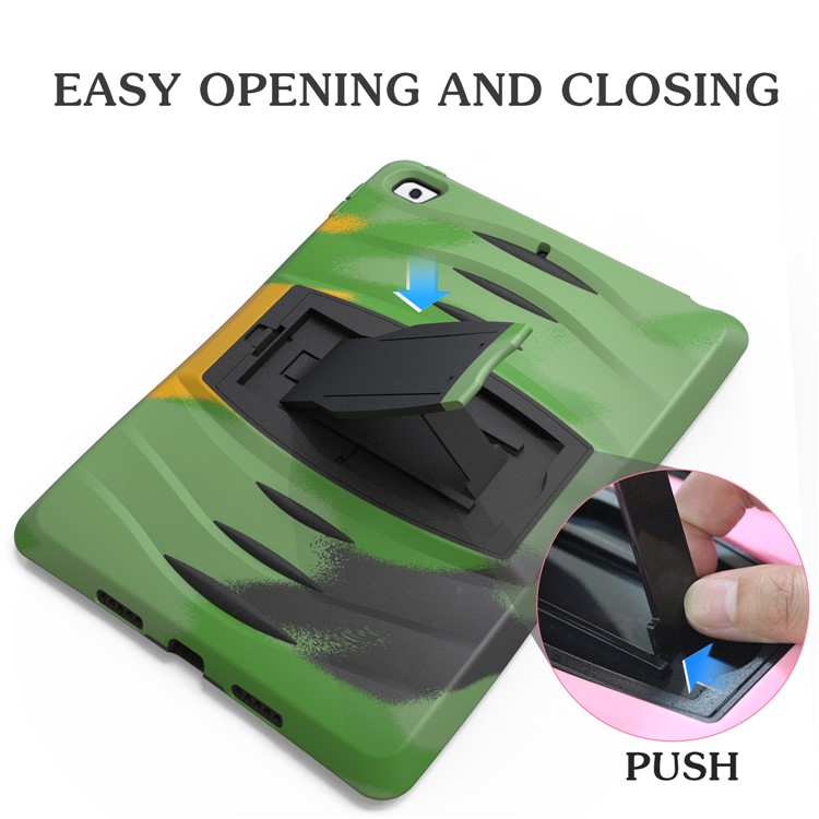 Rugged Impact Resistant Kickstand PC + Silicone Tablet Cover with Kickstand for iPad 9.7-inch (2017) - Army Green-2