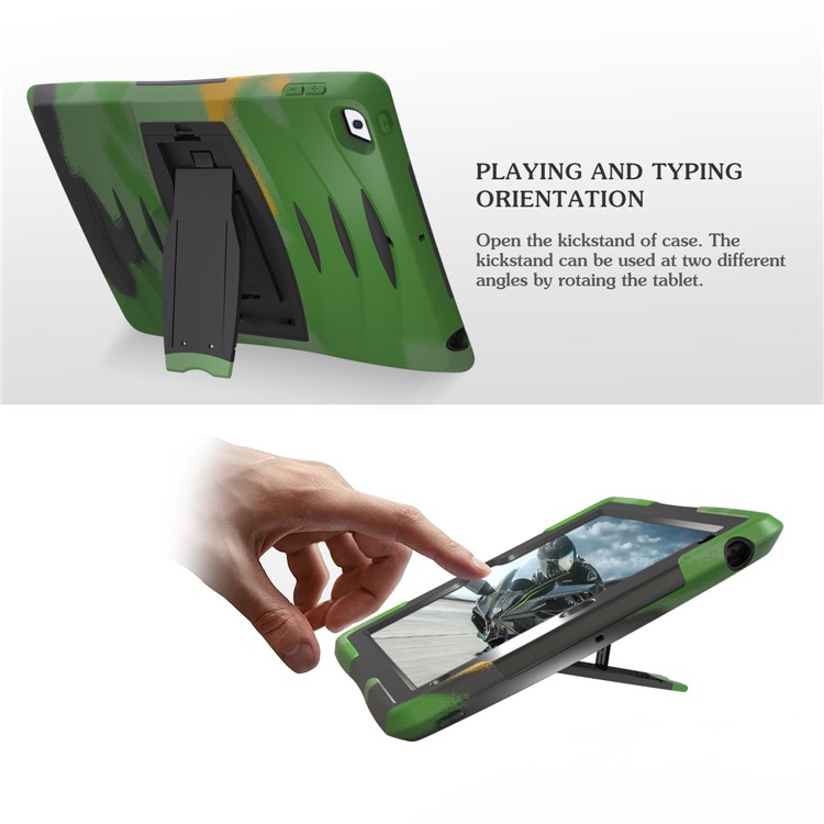 Rugged Impact Resistant Kickstand PC + Silicone Tablet Cover with Kickstand for iPad 9.7-inch (2017) - Army Green-3