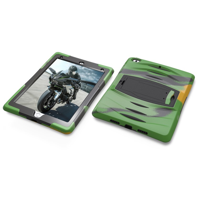 Rugged Impact Resistant Kickstand PC + Silicone Tablet Cover with Kickstand for iPad 9.7-inch (2017) - Army Green-5