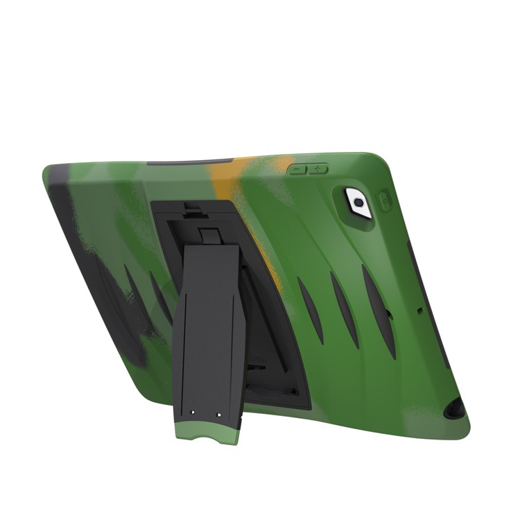 Rugged Impact Resistant Kickstand PC + Silicone Tablet Cover with Kickstand for iPad 9.7-inch (2017) - Army Green-9