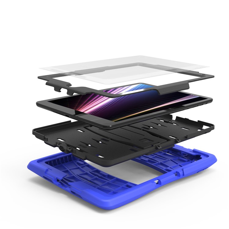 Rugged Impact Resistant Kickstand PC + Silicone Tablet Cover with Kickstand for iPad 9.7-inch (2017) - Dark Blue-11