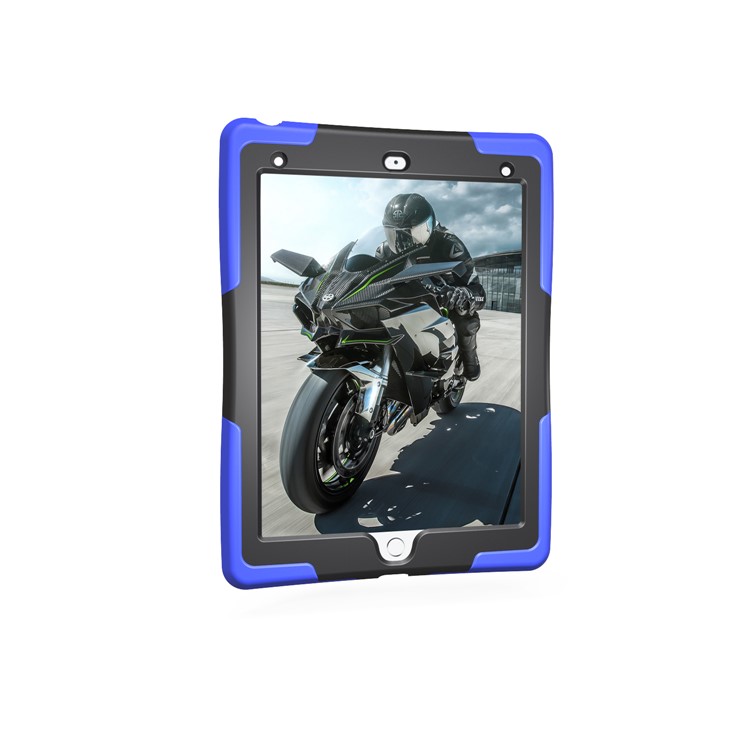 Rugged Impact Resistant Kickstand PC + Silicone Tablet Cover with Kickstand for iPad 9.7-inch (2017) - Dark Blue-13