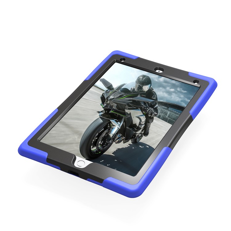 Rugged Impact Resistant Kickstand PC + Silicone Tablet Cover with Kickstand for iPad 9.7-inch (2017) - Dark Blue-14