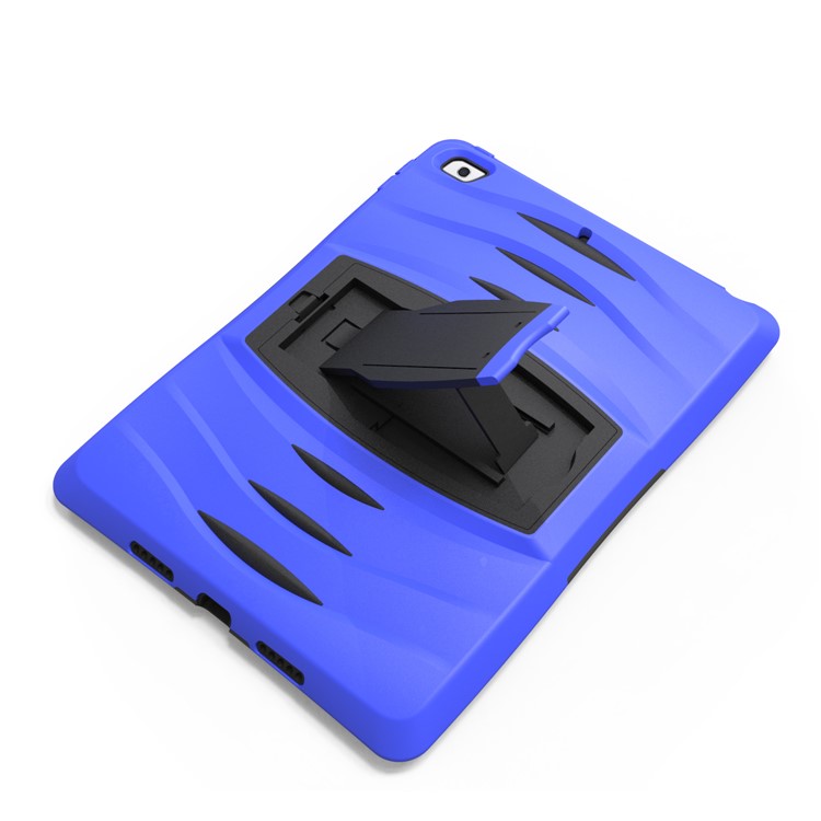Rugged Impact Resistant Kickstand PC + Silicone Tablet Cover with Kickstand for iPad 9.7-inch (2017) - Dark Blue-15
