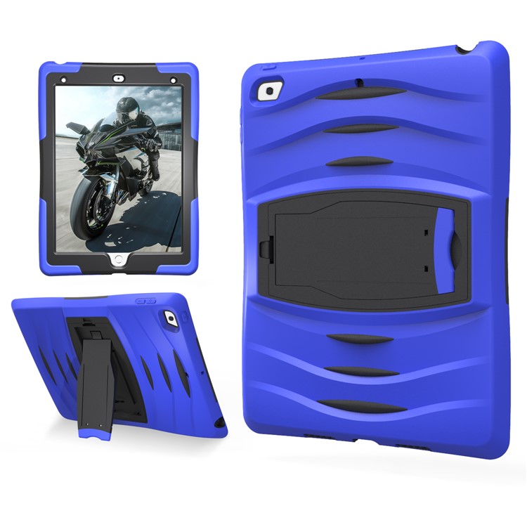 Rugged Impact Resistant Kickstand PC + Silicone Tablet Cover with Kickstand for iPad 9.7-inch (2017) - Dark Blue-17
