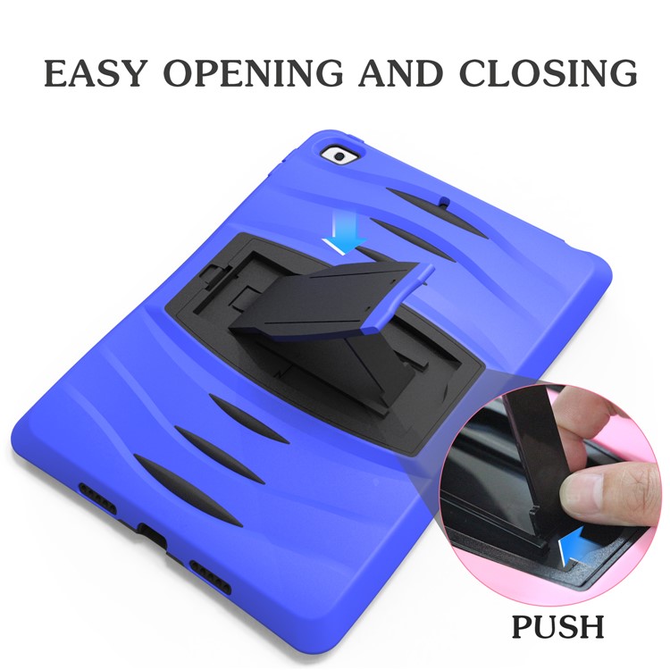 Rugged Impact Resistant Kickstand PC + Silicone Tablet Cover with Kickstand for iPad 9.7-inch (2017) - Dark Blue-2