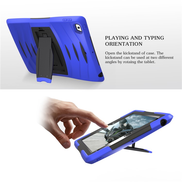 Rugged Impact Resistant Kickstand PC + Silicone Tablet Cover with Kickstand for iPad 9.7-inch (2017) - Dark Blue-3