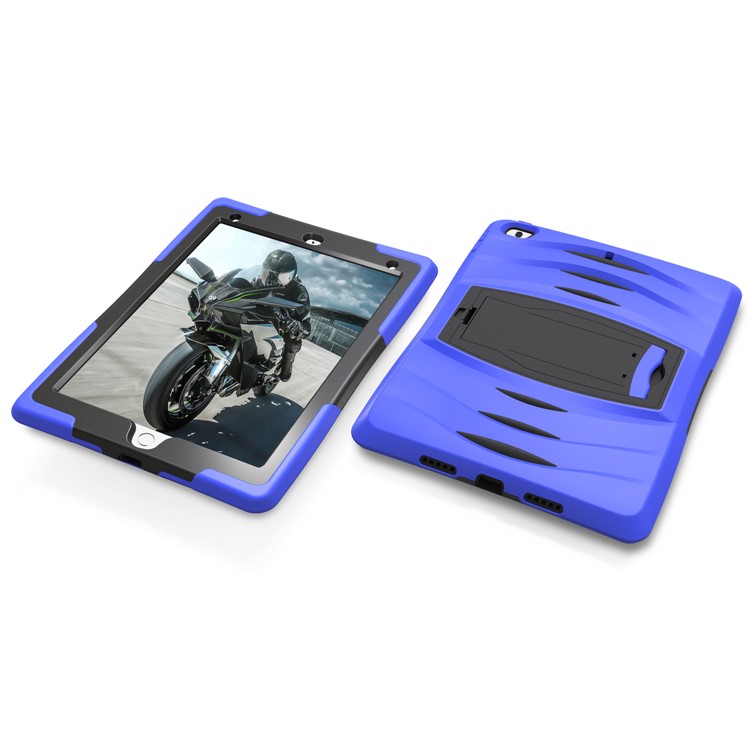Rugged Impact Resistant Kickstand PC + Silicone Tablet Cover with Kickstand for iPad 9.7-inch (2017) - Dark Blue-5