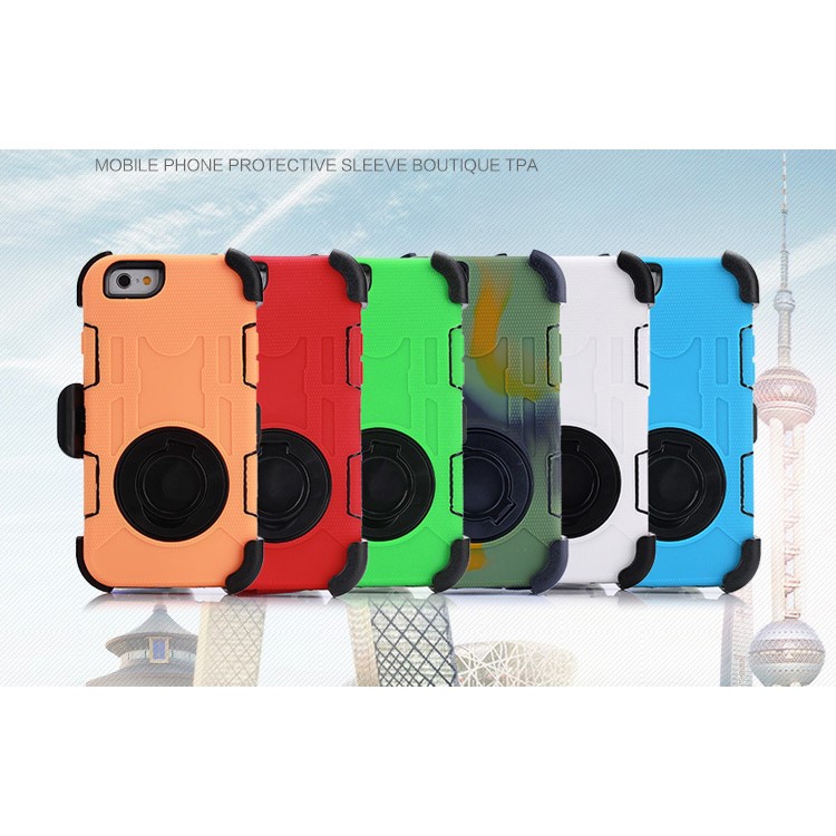 For iPhone 6s 6 4.7 Ring Kickstand Heavy Duty Silicone + PC Protection Phone Cover with Belt Clip - Camouflage-2