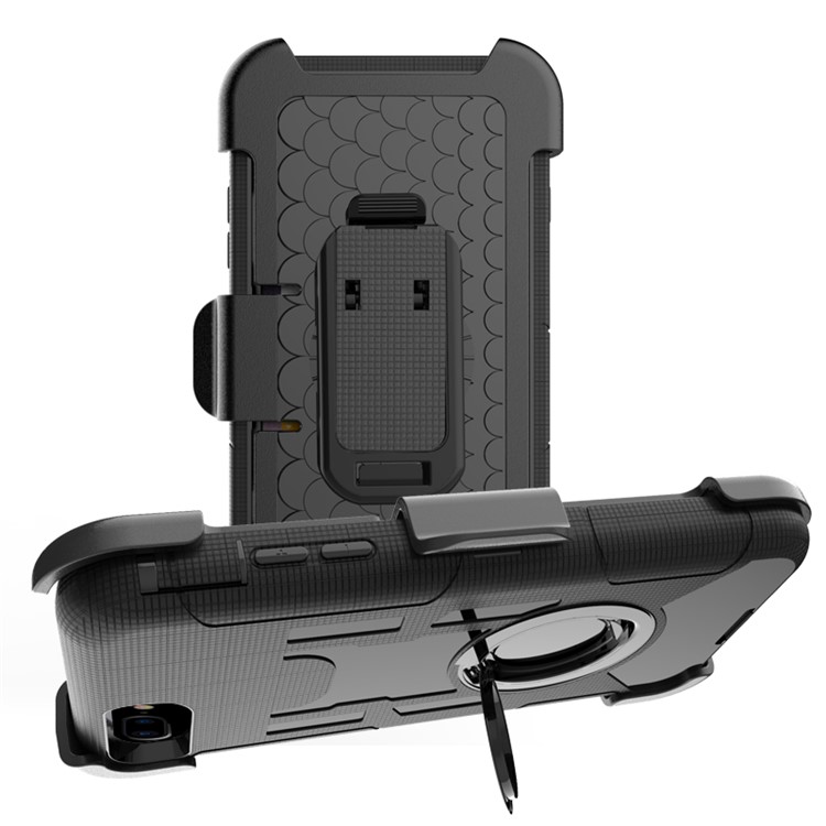 Heavy Duty Silicone + PC Hybrid Case with Belt Clip and Ring Kickstand for iPhone 7 Plus 5.5 inch - Black-1