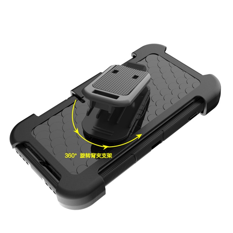 Heavy Duty Silicone + PC Hybrid Case with Belt Clip and Ring Kickstand for iPhone 7 Plus 5.5 inch - Black-3